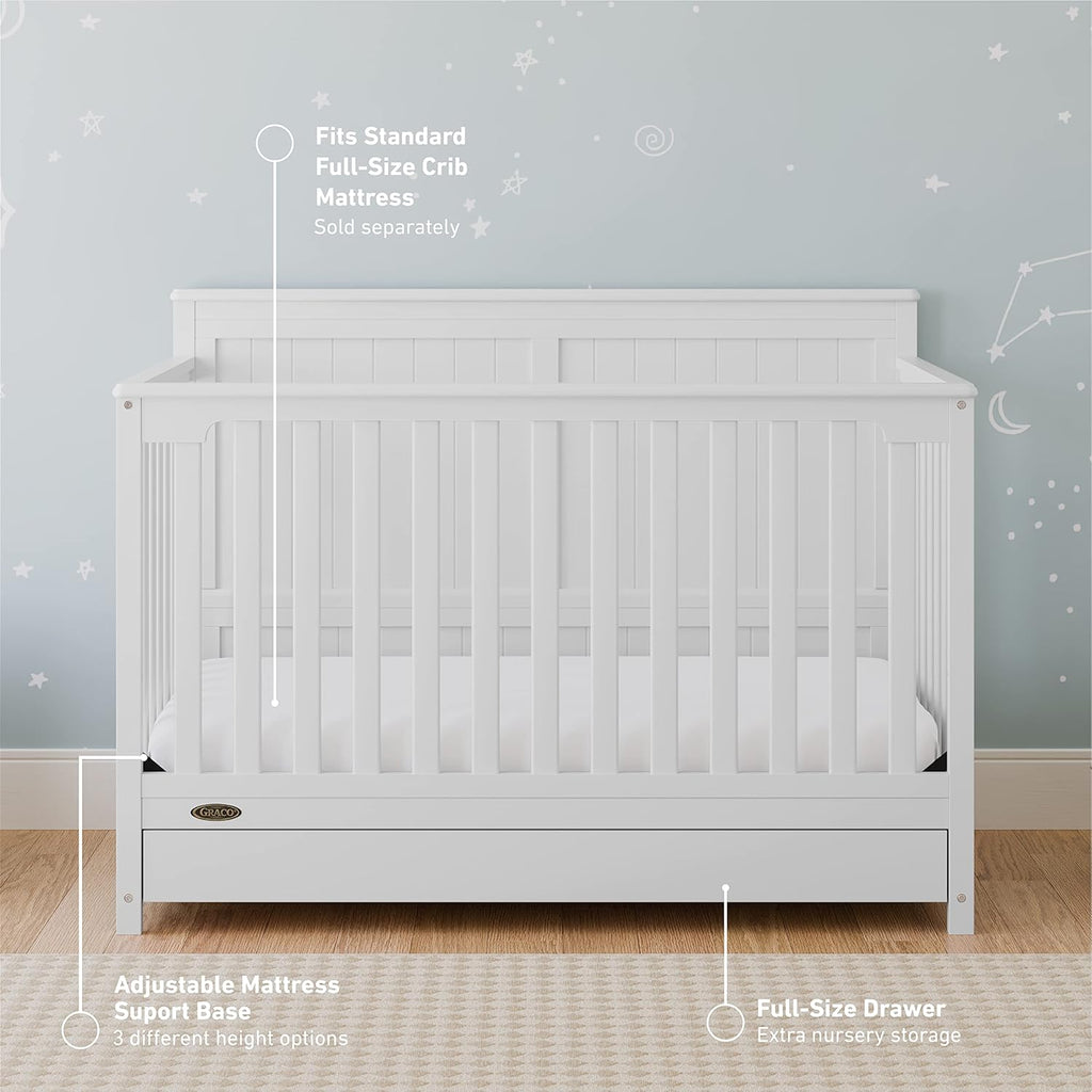 5-In-1 Convertible Crib with Drawer 