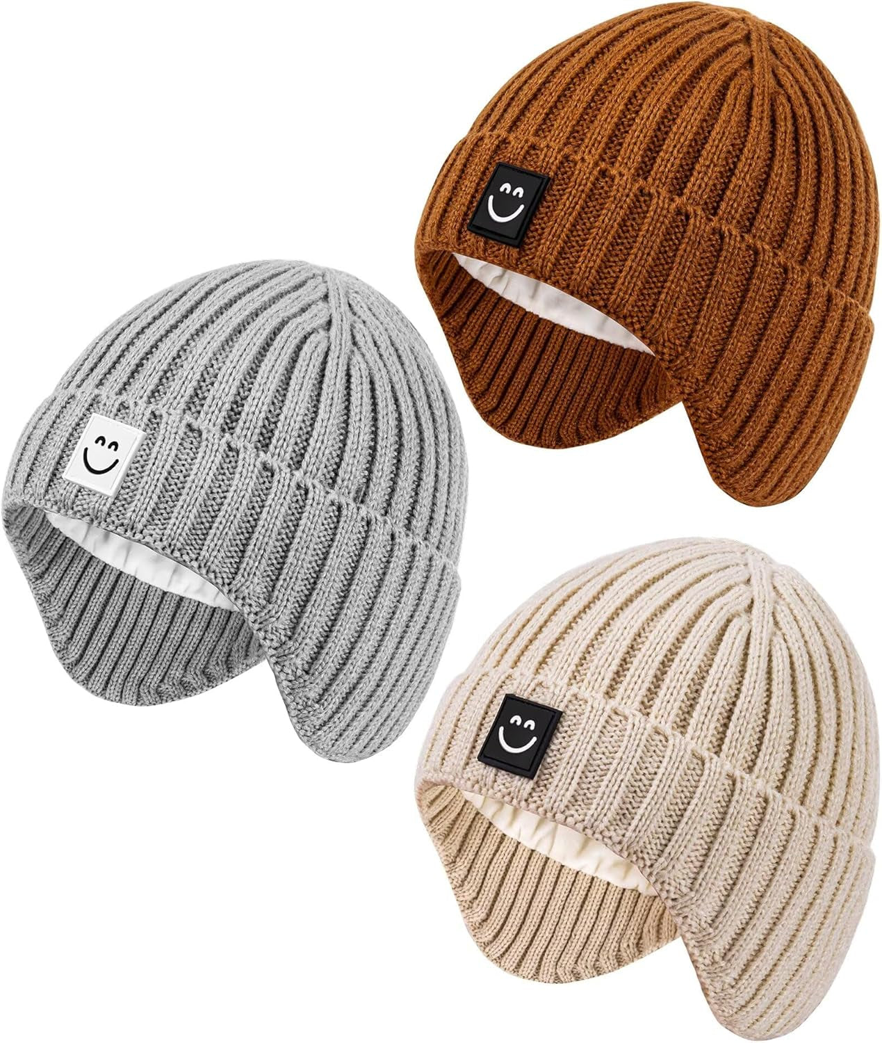 3 Pack Baby Beanie Hats with Earflaps