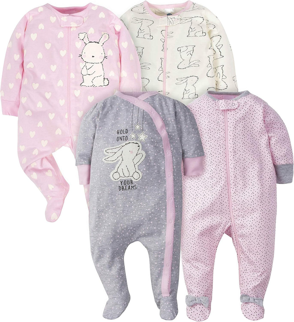 Baby Girls 4 Pack Sleep 'N Play Footie