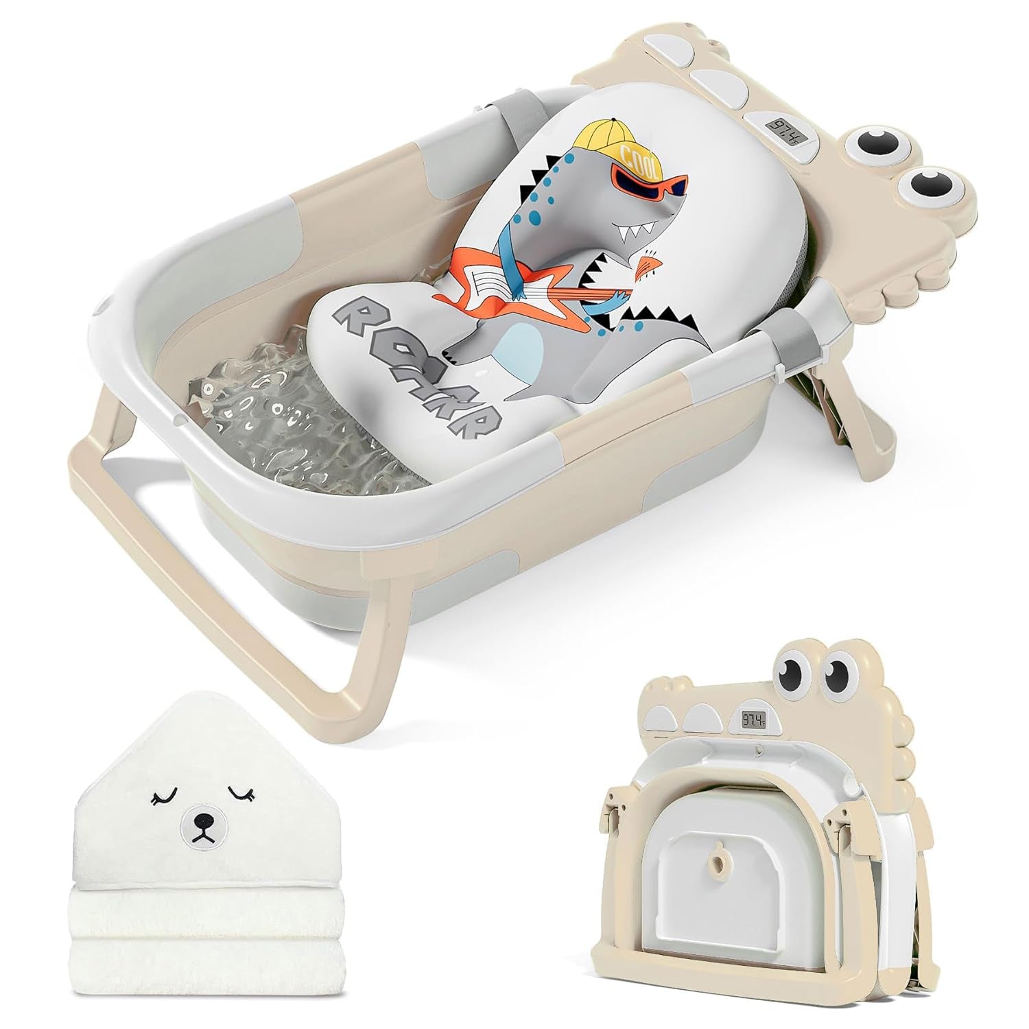 Collapsible Baby Bathtub for Newborn with Thermometer 