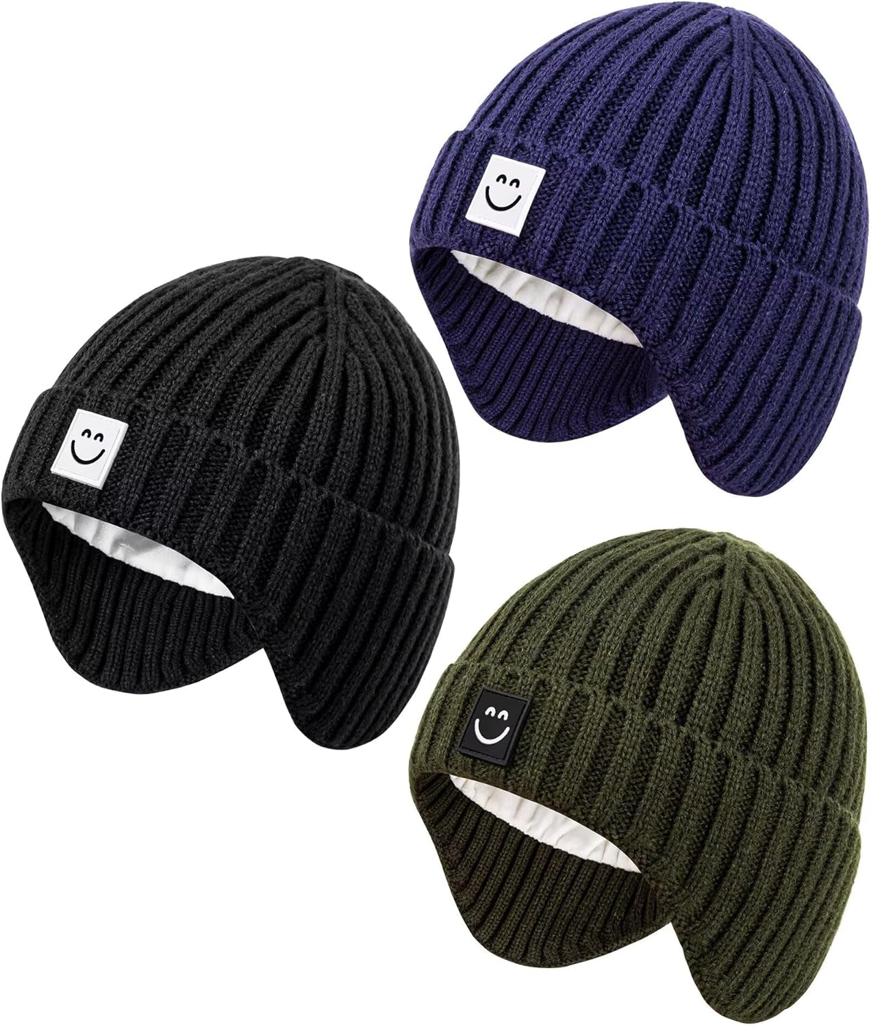 3 Pack Baby Beanie Hats with Earflaps
