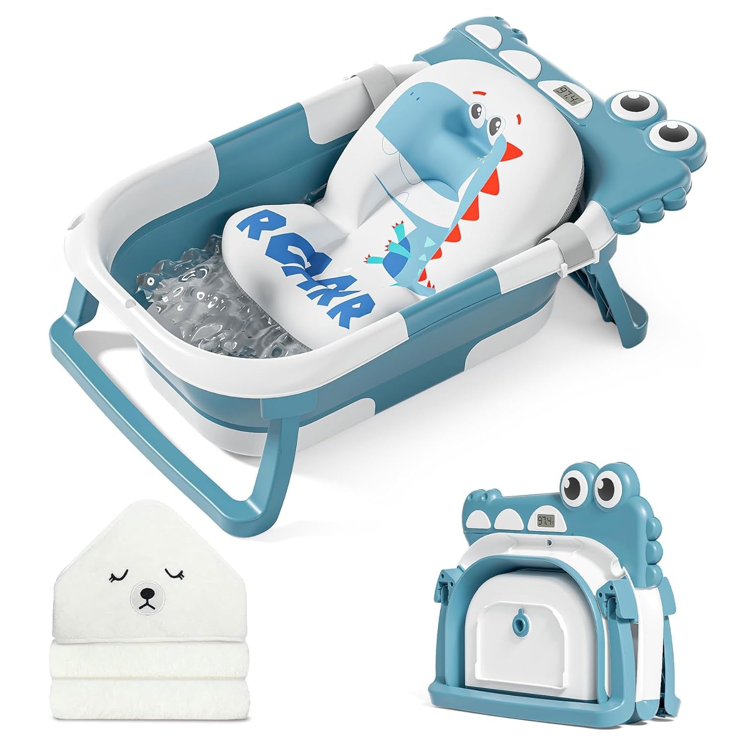 Collapsible Baby Bathtub for Newborn with Thermometer 