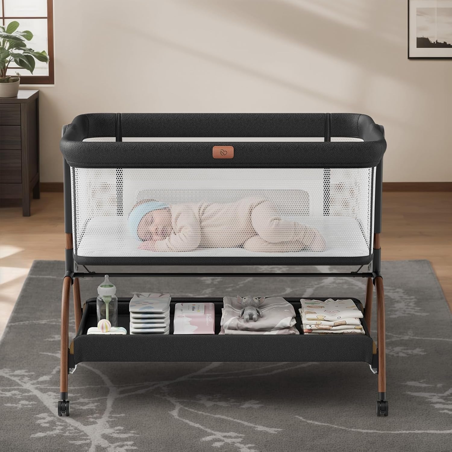 3-In-1 Baby Bassinet Bedside Sleeper with Mattress 