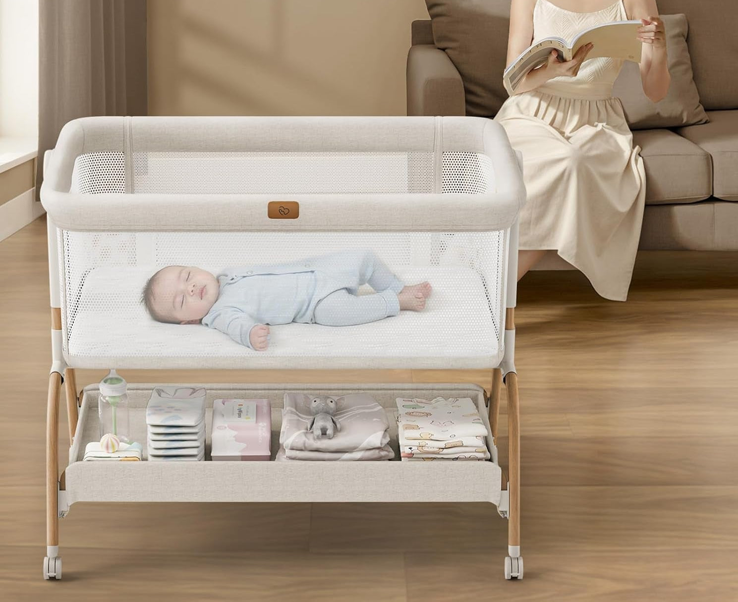 3-In-1 Baby Bassinet Bedside Sleeper with Mattress 