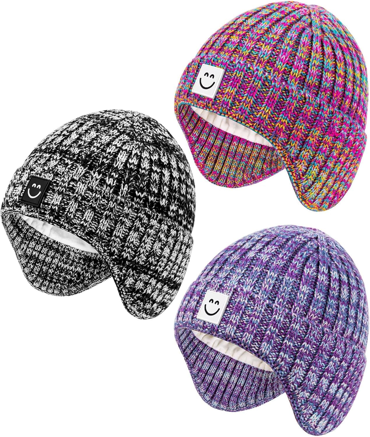 3 Pack Baby Beanie Hats with Earflaps