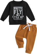 Long Sleeve Pullover Tops & Pant Sets For Toddler