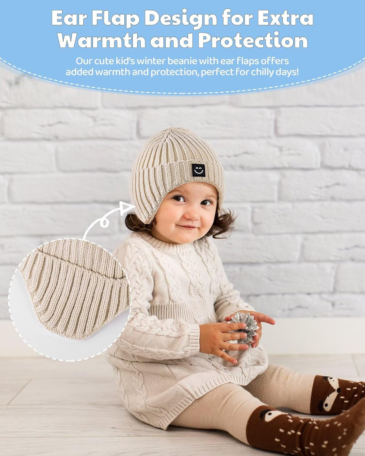 3 Pack Baby Beanie Hats with Earflaps