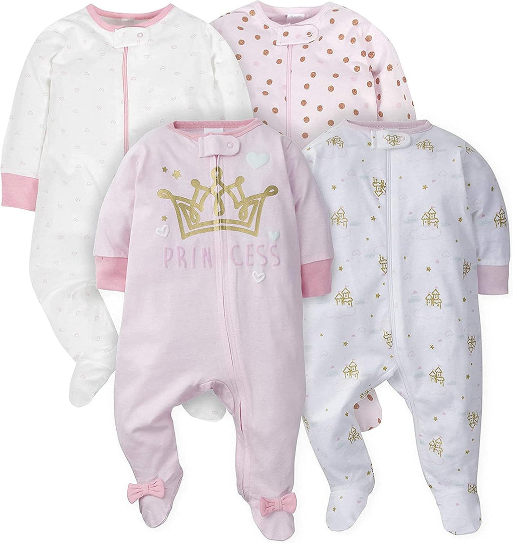 Baby Girls 4 Pack Sleep 'N Play Footie