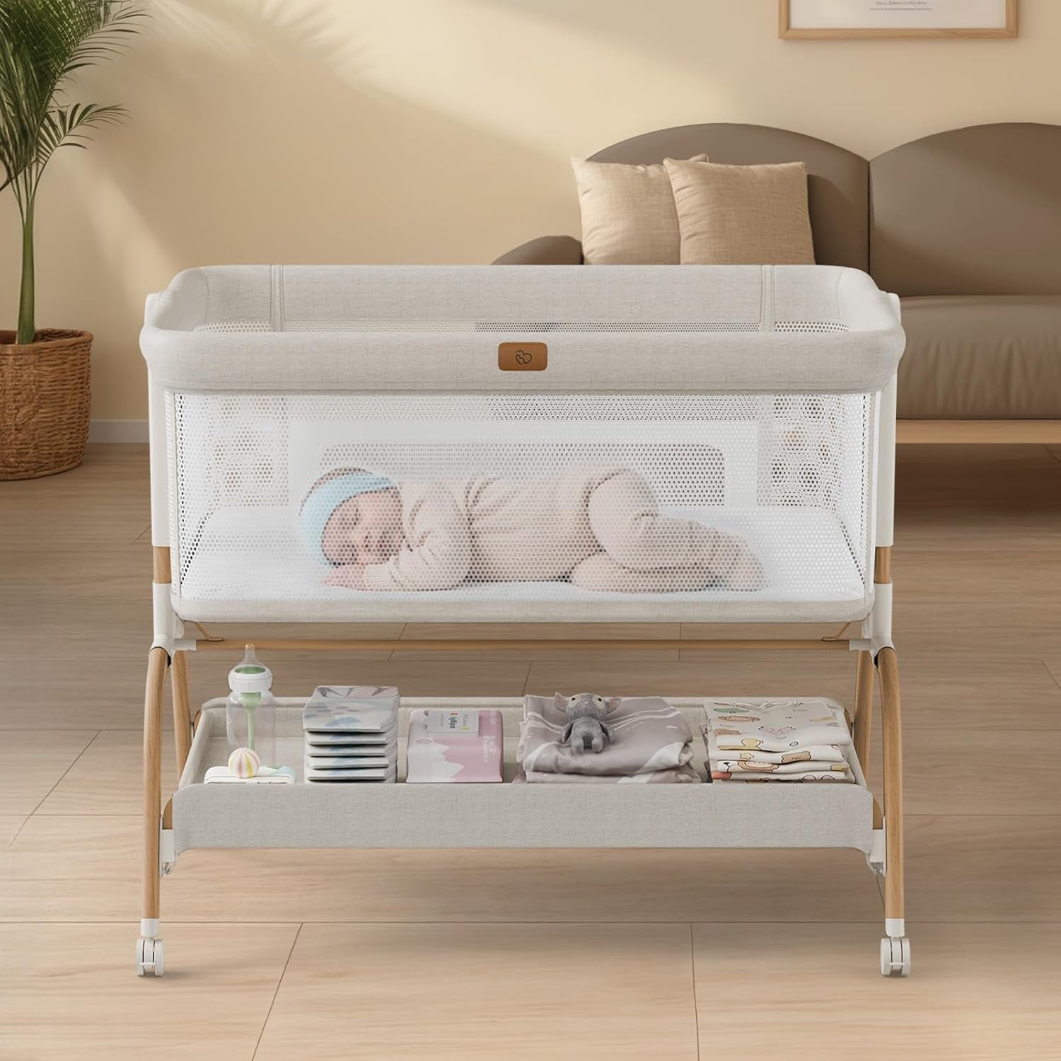 3-In-1 Baby Bassinet Bedside Sleeper with Mattress 