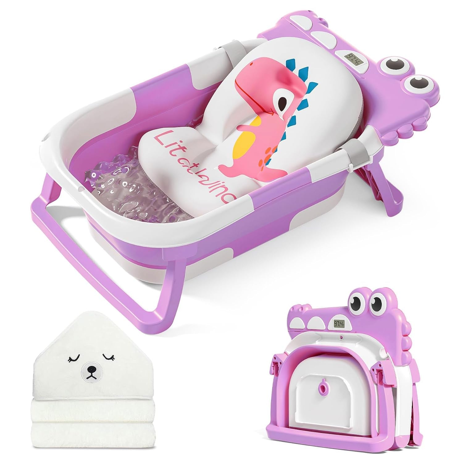 Collapsible Baby Bathtub for Newborn with Thermometer 