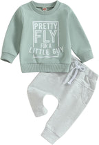 Long Sleeve Pullover Tops & Pant Sets For Toddler
