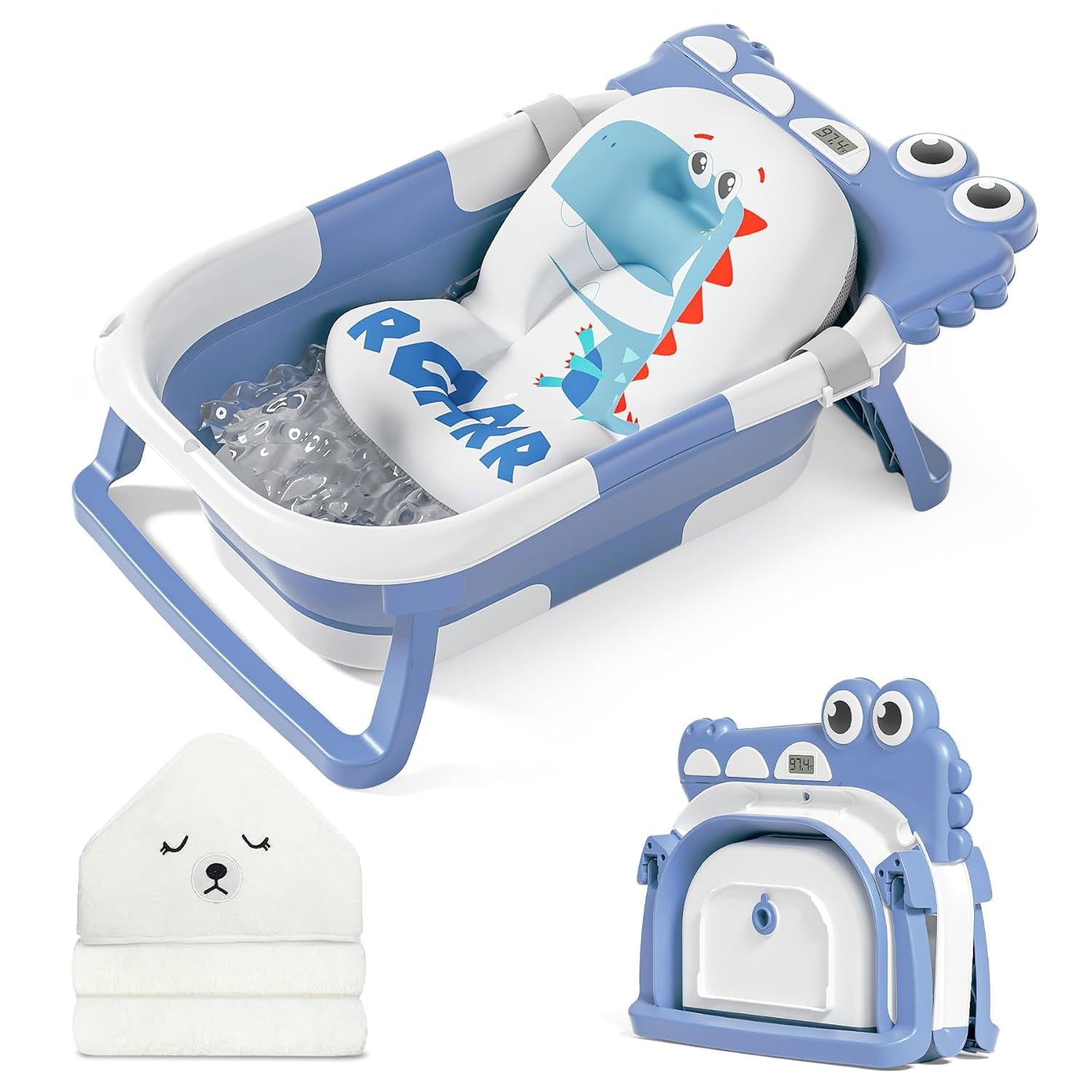 Collapsible Baby Bathtub for Newborn with Thermometer 