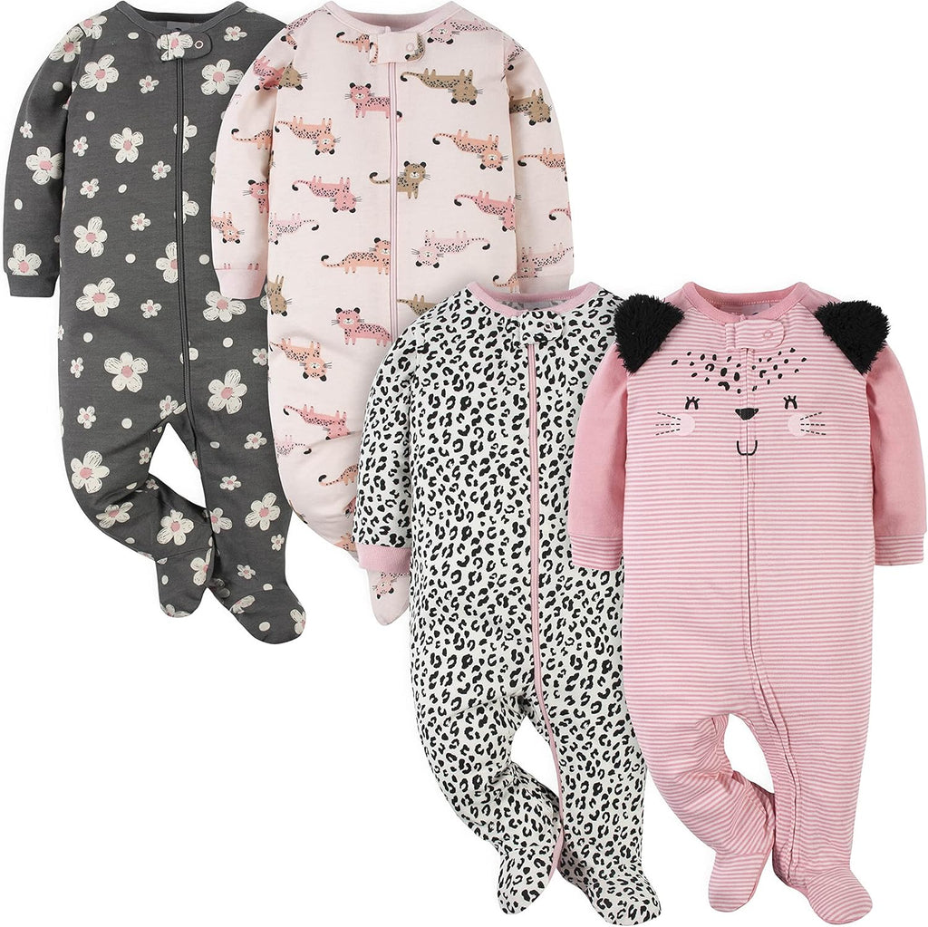 Baby Girls 4 Pack Sleep 'N Play Footie