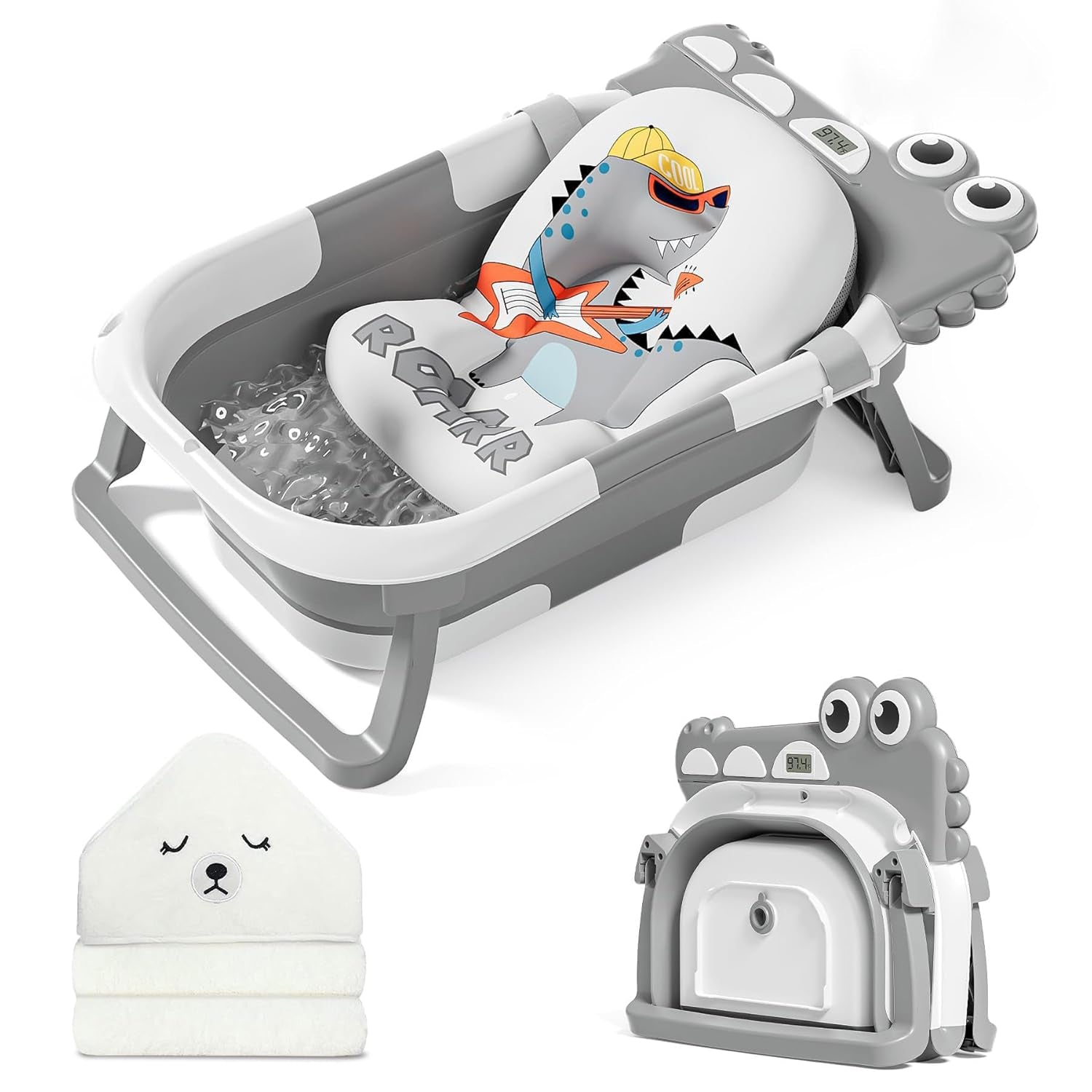 Collapsible Baby Bathtub for Newborn with Thermometer 