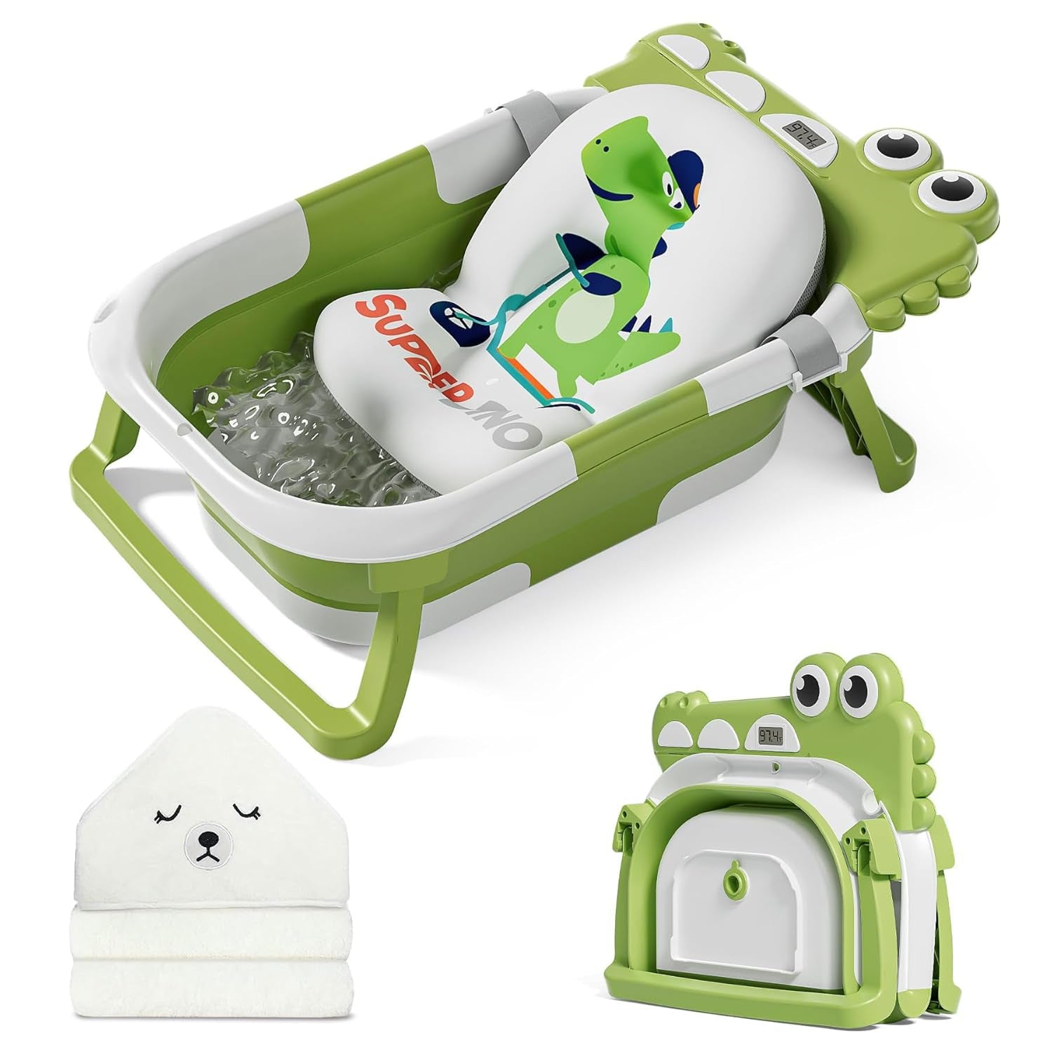 Collapsible Baby Bathtub for Newborn with Thermometer 