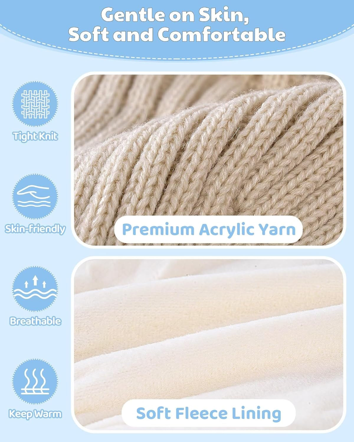 3 Pack Baby Beanie Hats with Earflaps
