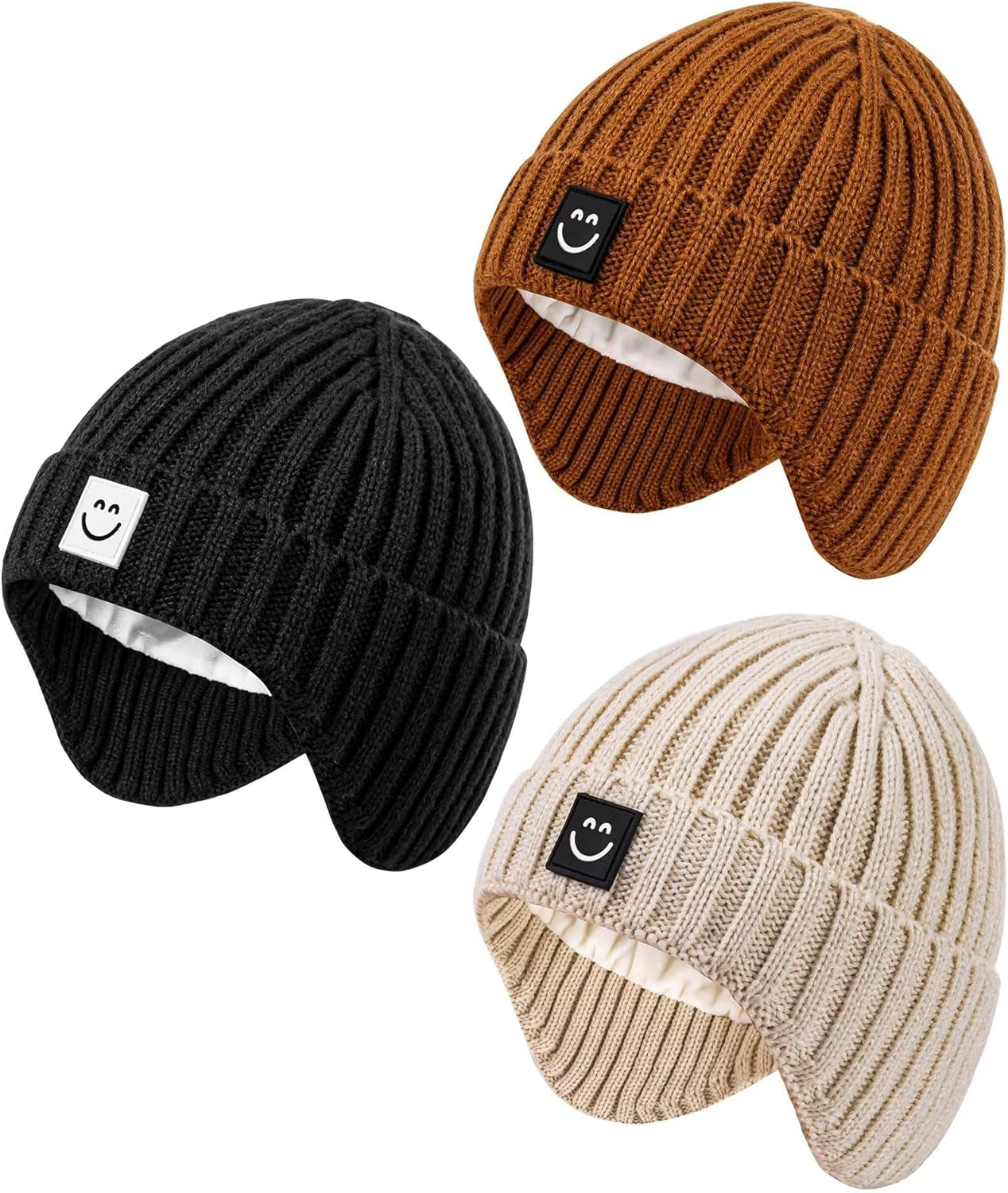 3 Pack Baby Beanie Hats with Earflaps
