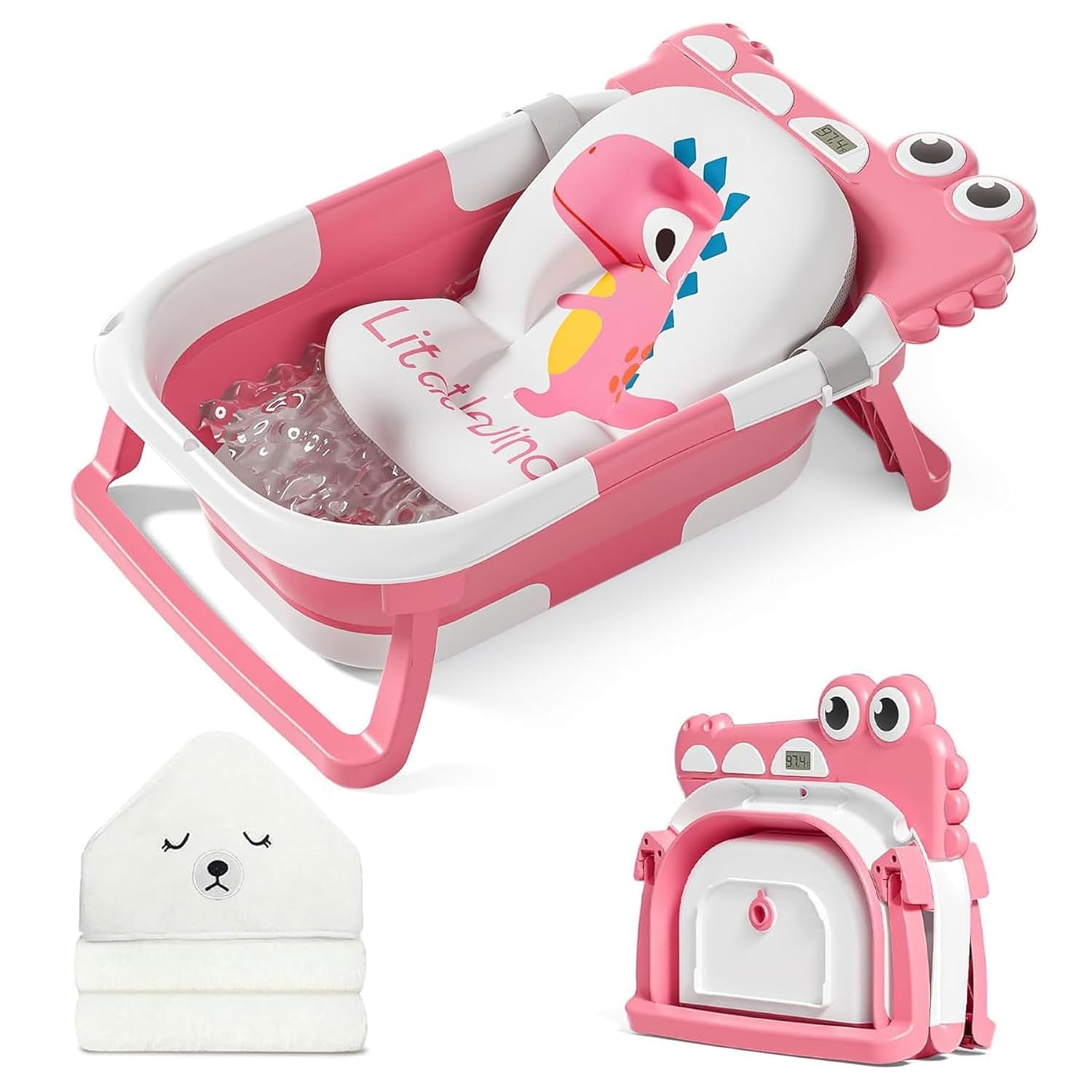 Collapsible Baby Bathtub for Newborn with Thermometer 